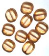 10 14mm Flat Cut Oval Window Bead Transparent Rose (speckled edges)